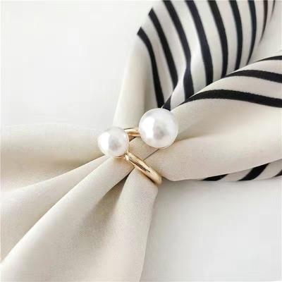 Pearl Brooches For Women Scarf Buckle Geometry Elegant Scarf Buckle Ring Clothing Accessories