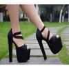 Fashion 2024 New Summer Thick Heels 18cm Hate Sky High Dance Runway Nightclub Super High Heels Platform Female Sandals 16 Cm Model