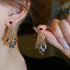 Vintage Colorful Rhinestone Water Drop Earring for Women Imitation Pearl Crystal Beads Earrings with Tassel Ear Jewelry K-
