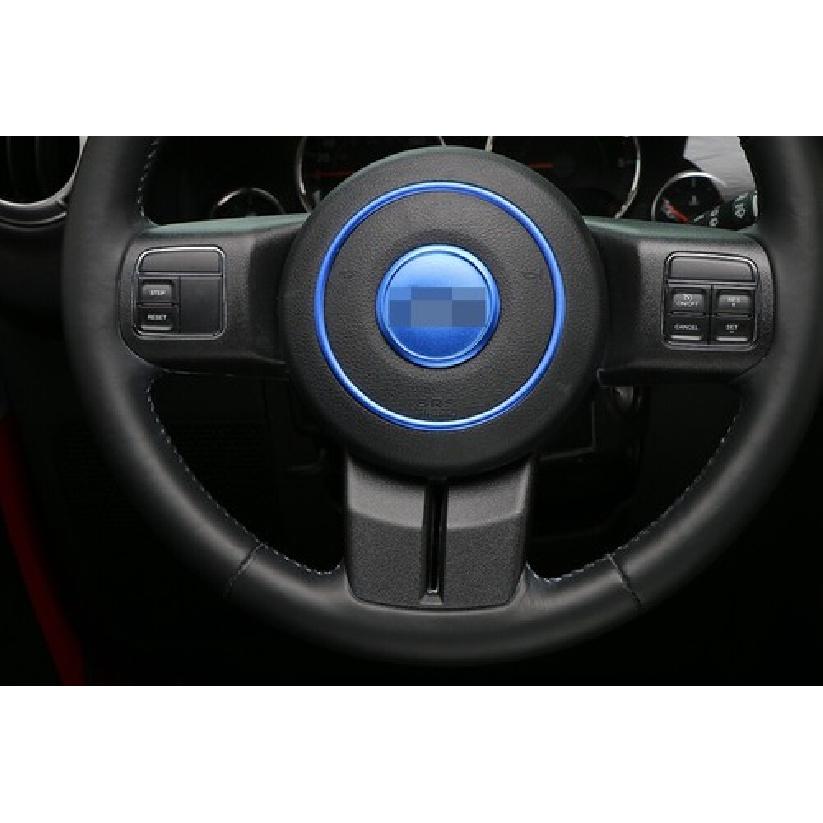 2x Blaue Lenkrad-Mittelzierring für 11-16 Jeep Wrangler Compass Patriot