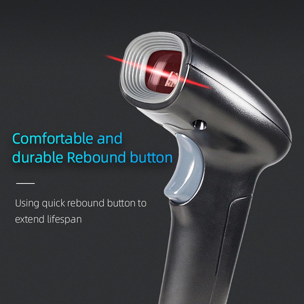 USB Strekkodeskanner 1D Håndholdt Kablet Strekkodeleser med Stativ Støtter Papirkode Kompatibel med