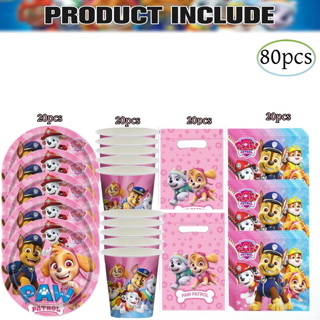 PAW Patrol Doğum Günü Süslemeleri Skye Tek Kullanımlık Sofra Takımı Seti Köpek Masa Örtüsü Tabak Hediye Çantası Bebek Partisi Çocuk Hediyesi Parti Malzemeleri