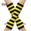 Knitted Arm Warmers for Women Striped Women, Fingerless Sleeves, Soft Comfortable Sleeves Typing Thermal Wrist Autumn Winter, Fashion Accessories