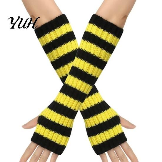 Knitted Arm Warmers for Women Striped Women, Fingerless Sleeves, Soft Comfortable Sleeves Typing Thermal Wrist Autumn Winter, Fashion Accessories