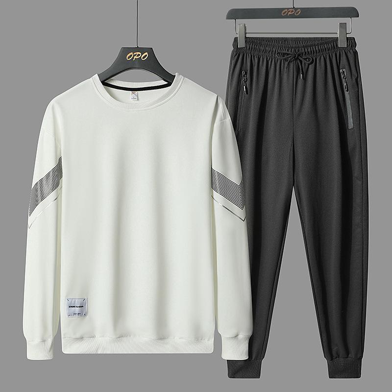 Sports Set Men's Round Neck Casual Two Piece Slimming Minimally Designed Sweatshirt Pants