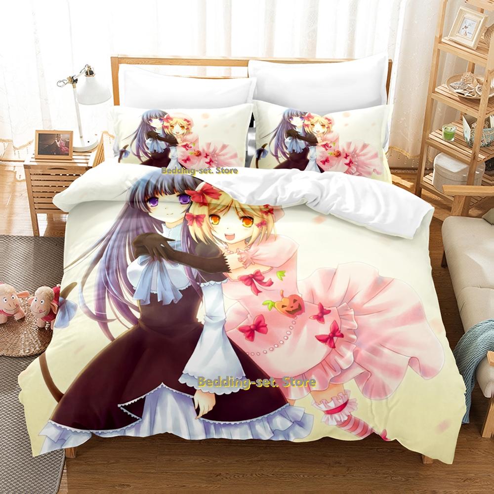 2024 Umineko When They Cry Bettwäscheset Einzelbett Twin Full Queen King Size Bettwäscheset Schlafzimmer für Erwachsene und Kinder Bettbezug-Set Anime Bettlaken