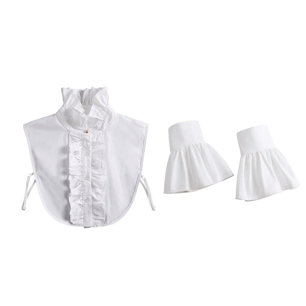 Detachable False Collar Girls Wrist Cuffs Clothes Choker for Shirt or Dress Ruffled Lapel Shawl for Lady Girl Choker