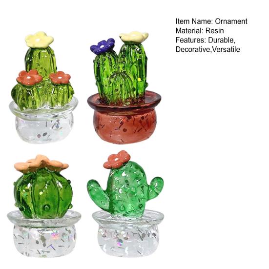 Mini Cactus Ornament Decorative Resin Cactus Car Dashboard Decor for Home Office Computer Desk Lightweight Novelty Gift for All Ages
