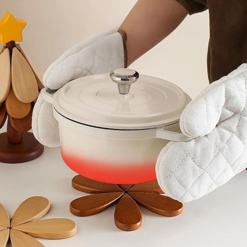 1Set Christmas Tree Shaped Insulation Mat Wood Dining Table Anti Scalding Mat Creative Home Decor Tea Cup Heat Insulated Mat Set