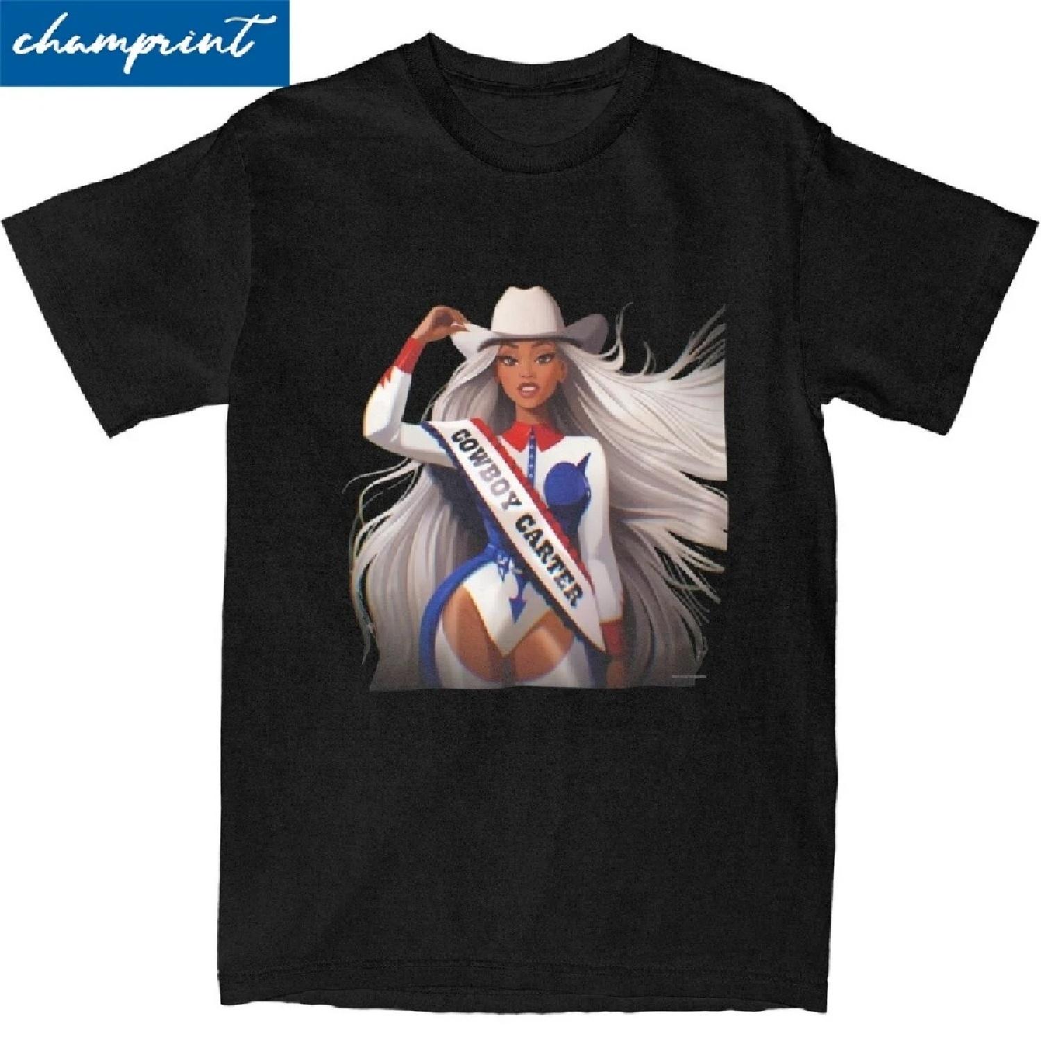 

Beyonce Cowboy Carter Dicaprio T-Shirt for Men Women Humor Pure Cotton Tee Shirt Crew Neck Short Sleeve T Shirts Summer Clothes S