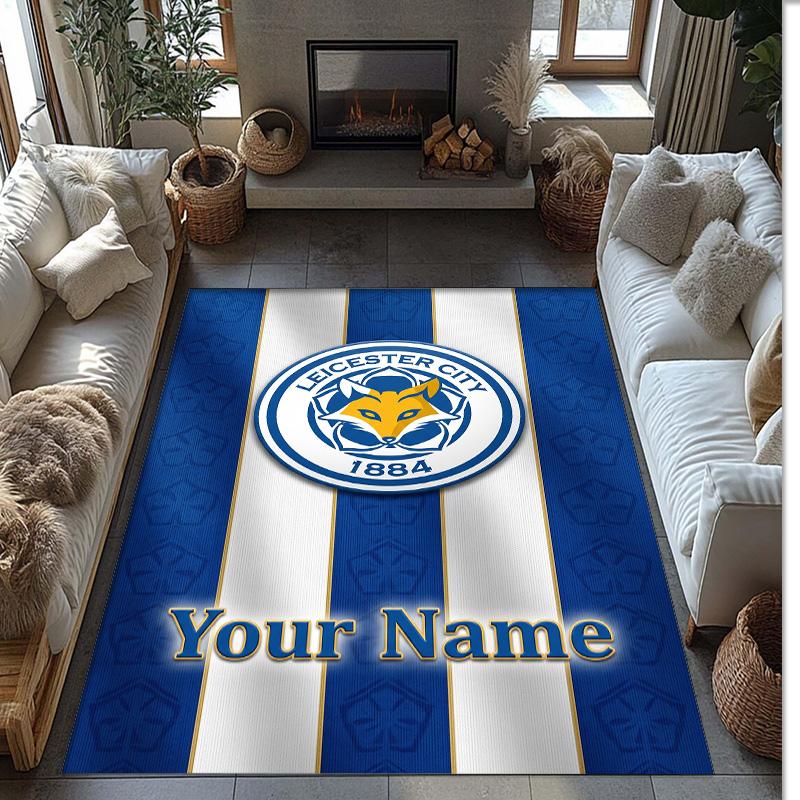 Leicester City Bedruckter Kristall-Samt-Teppich Rutschfester Kristall-Samt-Teppich für Sofa, Schlafzimmer, Innenbereich, Heimdekoration