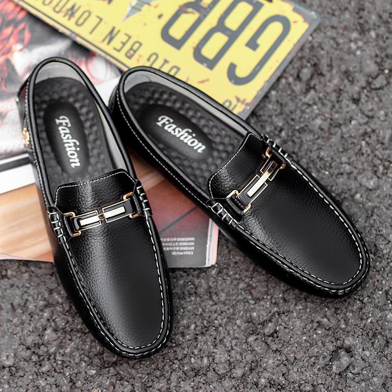 New White Black Leather Men Casual Shoes Luxury Brand Formal Dress Shoes Designer Men Loafers Breathable Slip On Driving Shoes