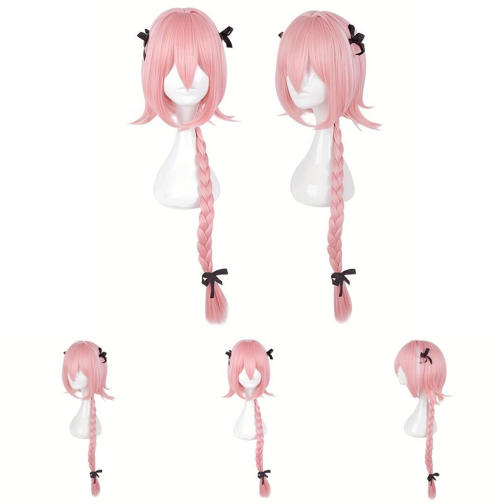 Fate Apocrypha Astolfo Cosplay Wig With Pink Single Braids For Anime Costume Enthusiasts
