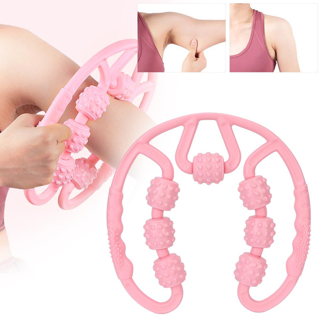 Leg Massage Roller 7 Wheels All Round Massaging Relieve Muscle Soreness Leg Rollers for Calf Thigh Pink