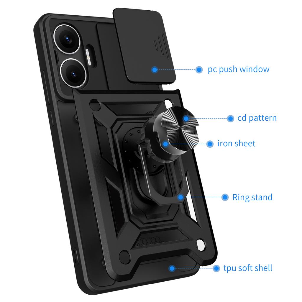 AMORUS For Xiaomi Poco F7 5G/Redmi Turbo 4 Pro 5G Case Kickstand PC+TPU Phone Cover with Camera Lens Slider