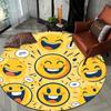 Cute style of emoticons Flannel-printed round floor mats are slip-resistant Suitable living room bedroom terrace garden carpets
