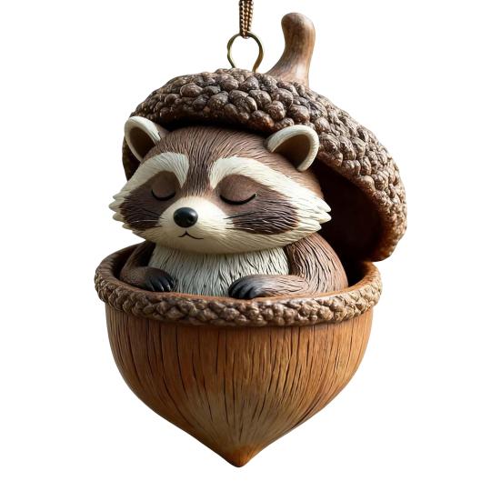 Forest Animal Acorn Hanging Ornaments Acrylic Christmas Tree Decor with Squirrel Rabbit Pony Designs 2D Flat Pendants for Holiday Gifting