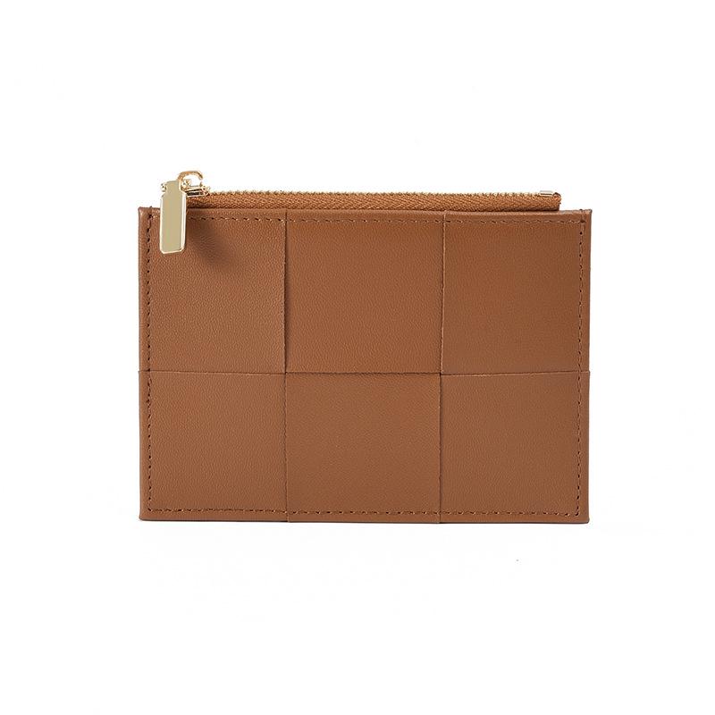 

Aokaqi Women s Short Korean Style Leather Wallet: Zipper Card Holder, Solid Color Foldable Sheepskin Coin Purse.