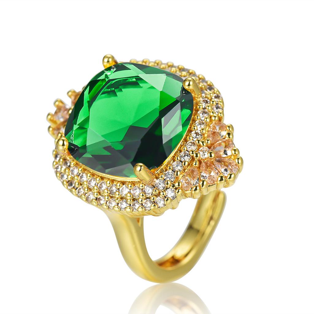 TikTok new high carbon diamond colored treasure ring European and American style luxury slightly inlaid with diamond yellow diamond ring