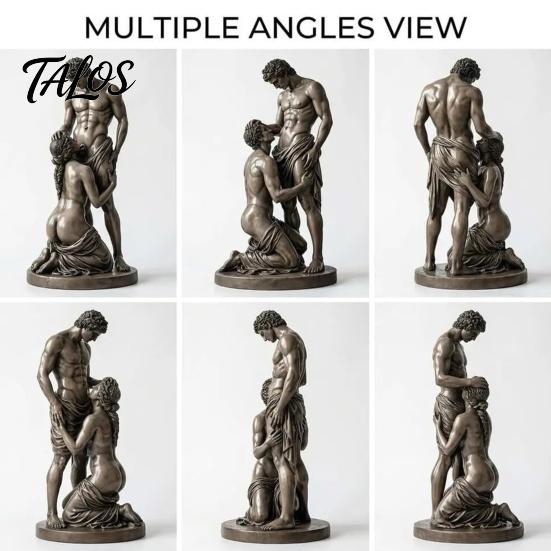 Distressed Bronze Statue Ornament, Mythology Collectible Bookshelf Vintage Ornament with Texture Anniversary Gift Sculpture Wrinkled Clothing Pattern