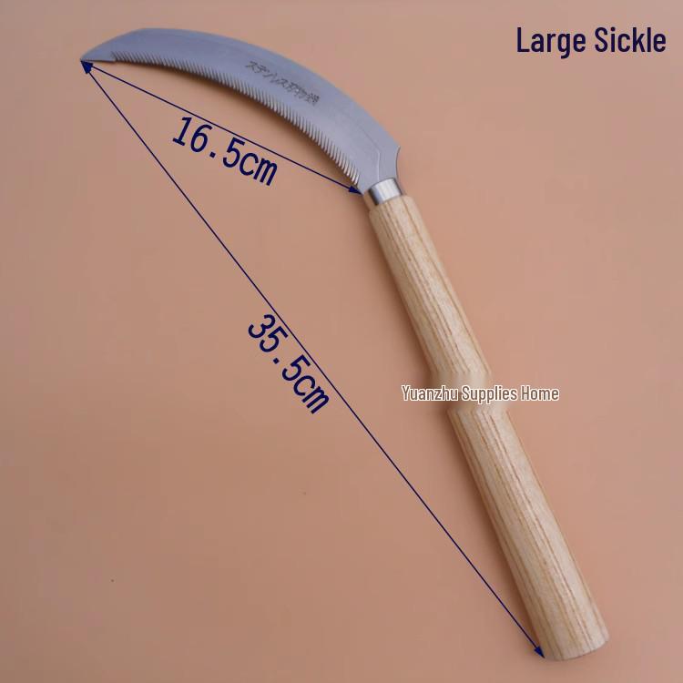 Stainless Steel Serrated Sickle with Koa Wood Handle for Cutting Grass and Wild Vegetables
