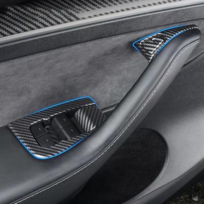 14pcs Car Window Lifter Switch Button Frame Decoration Cover Stickers Trim Protector For Tesla Model 3 Y Accessories
