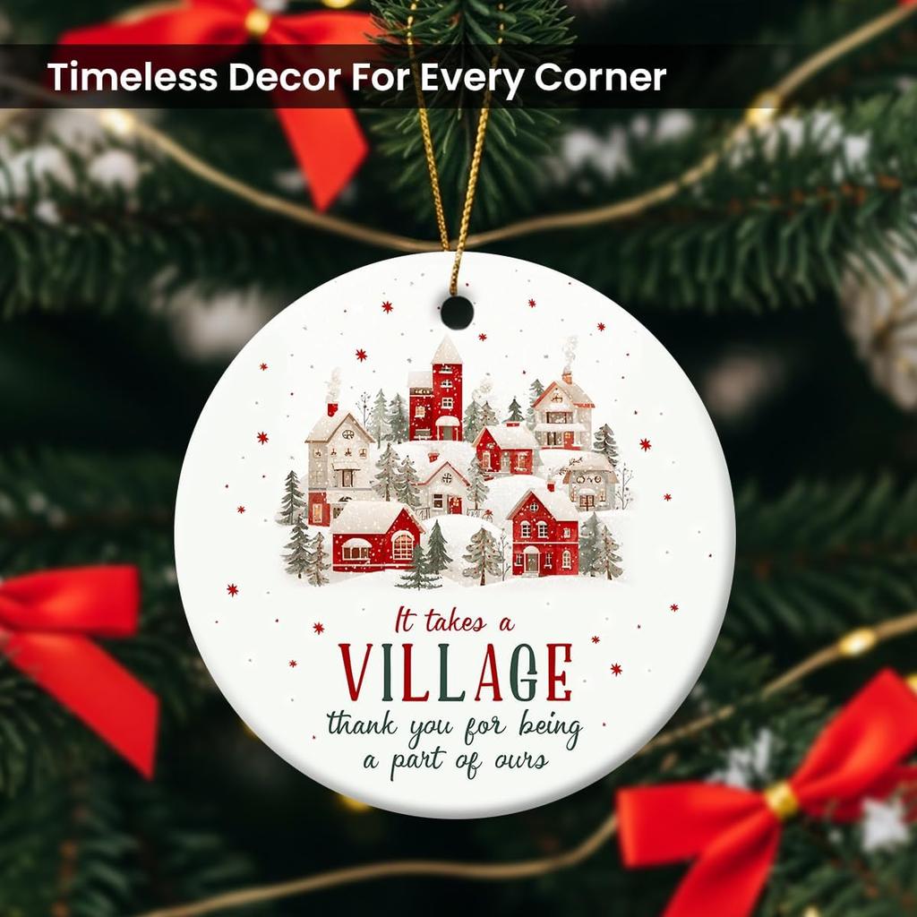 Thank You Ornament 2025 - It Takes A Village Ornament, Unique Xmas Gifts for Coworkers Boss Mentor, Thank You Gifts for Women Men Teachers Coaches