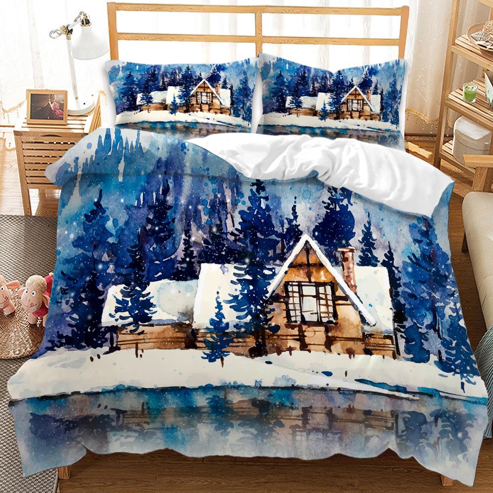 

Комплект постельного белья в скандинавском стиле с принтом 3D «Снежное дерево» и наволочкой из полиэстера для взрослых, размер King Size EU single(135x200cm)