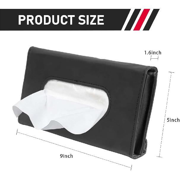 Car Visor Tissue Holder, Upgraded Version Hanging Tissue Holder in Car, Premium PU Leather Paper Napkin Organizer, Universal for Vehicles, Trucks,