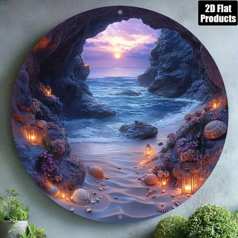 

Vintage Metal Wall Art Round Seashell, Nautical Home Decor Joom
