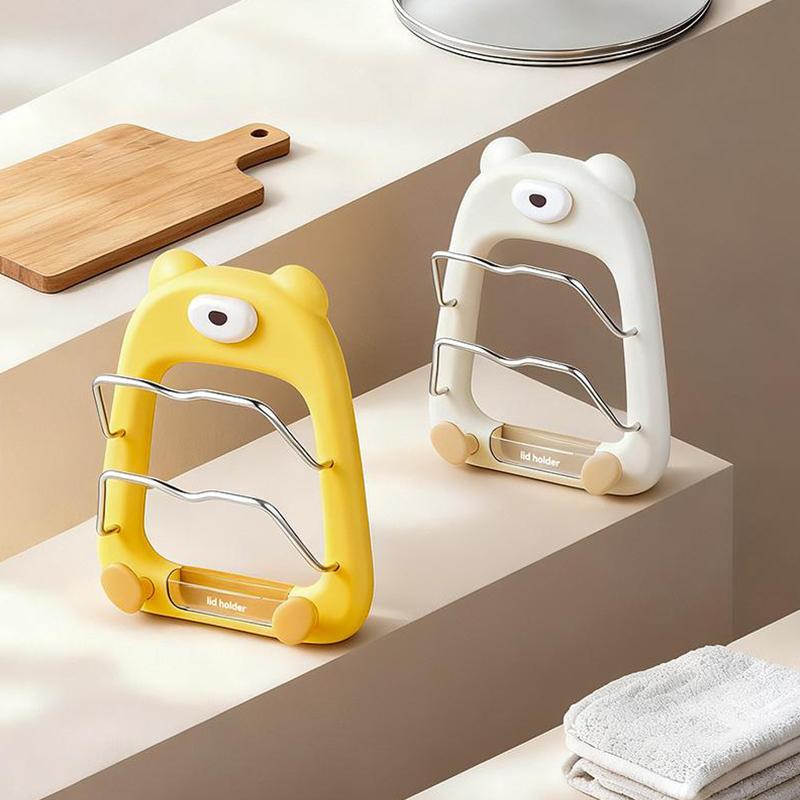 Pot Lids Holder For Cabinet Door Or Wall, 2-Tier Lids And Pans Organizer, Wall Mount No Drilling Adhesive Pot Lid Rack