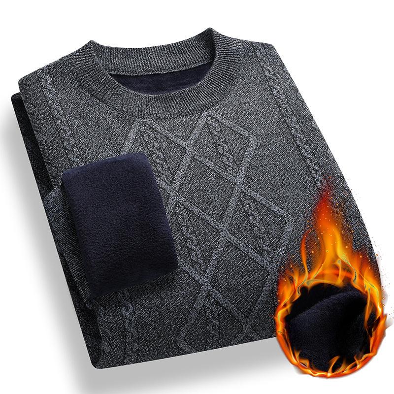 Winter Sweater Men's Fleece Thickened Middle-aged Thermal Top Men's Men's Bottoming Knitted Sweater