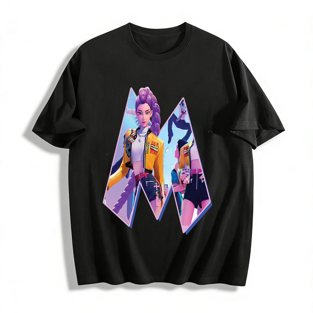 

Cyber Style Purple Braid Cool Girl Print Top Street Style Loose Casual Unisex T-Shirt Pure cotton T-shirt XXS