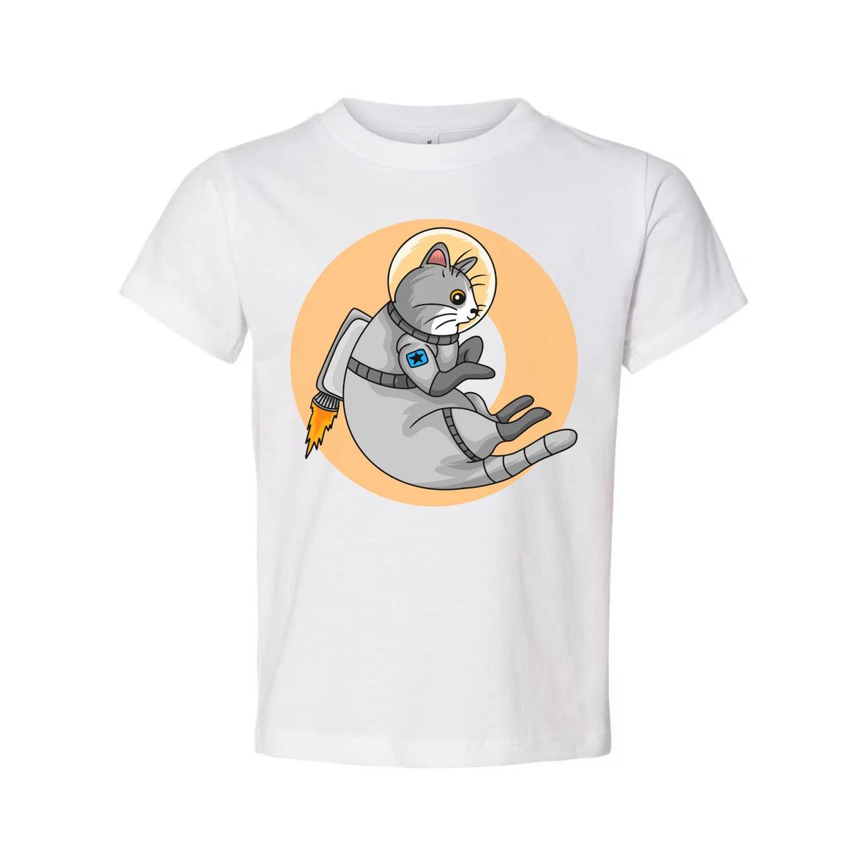 Space Cat Astronaut On A Rocket Graphic Tee For Unisex Adults And Teens Fun Cosm XL