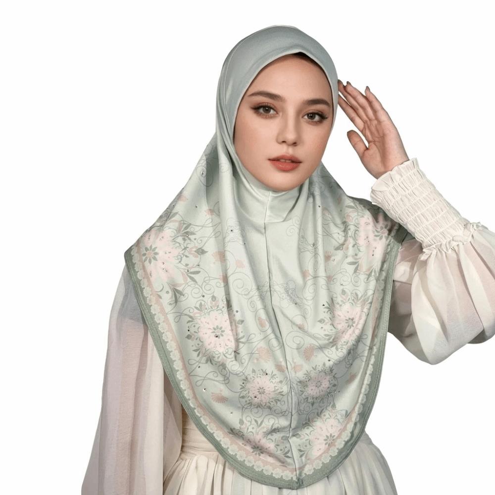 Breathable Eid Al-Fitr Long Floral Turban Adjustable Cotton Printed Arab Lady Headscarf Versatile Multiple Colors