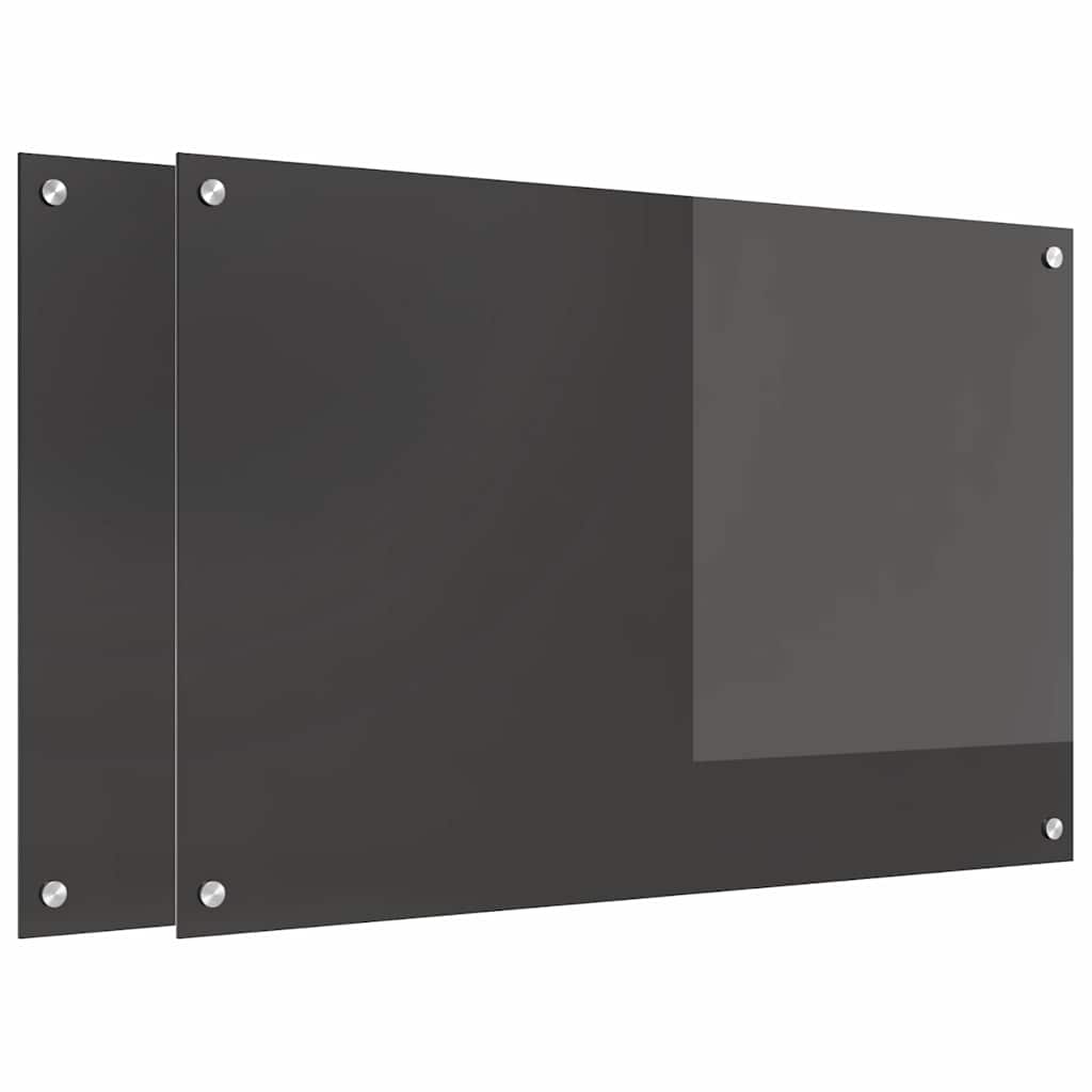 Kitchen Splashback 2 pcs Dark Grey 90 x 60 cm Tempered Glass