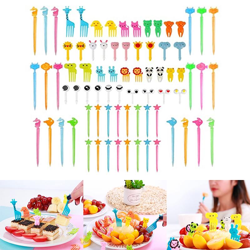 68/76/40Pcs Kids Fruit Forks Picks Kid Bento Accessories Mini Cute Children Snack Cake Dessert Food Pick Toothpick Decor