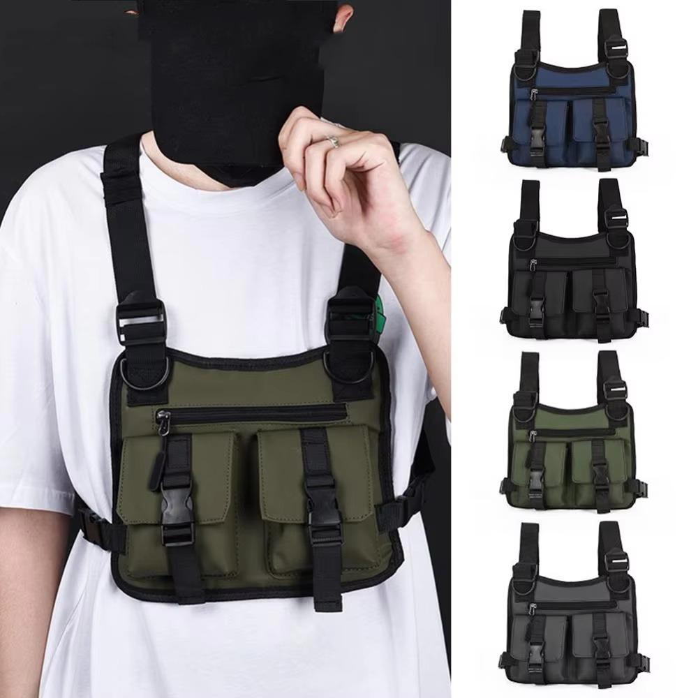Unisex Chest Bag Multi-pockets Hip Hop Streetwear Lightweight Running Vest Backpacks  Phone Storage