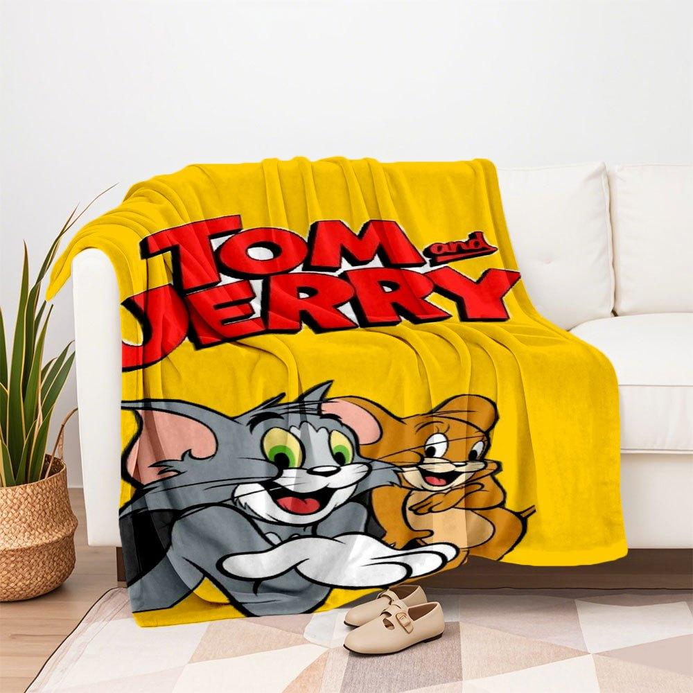 Tom and Jerry Phone WallpaperBlanket Flannel Throw Blanket for Sofa, Bed, Travel, Camping, Office