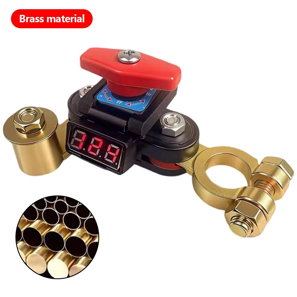 12V Car Battery Disconnect Switch, Copper Power Cut-Off, Anti-Leakage Isolator rv battery disconnect switch with Digital Display