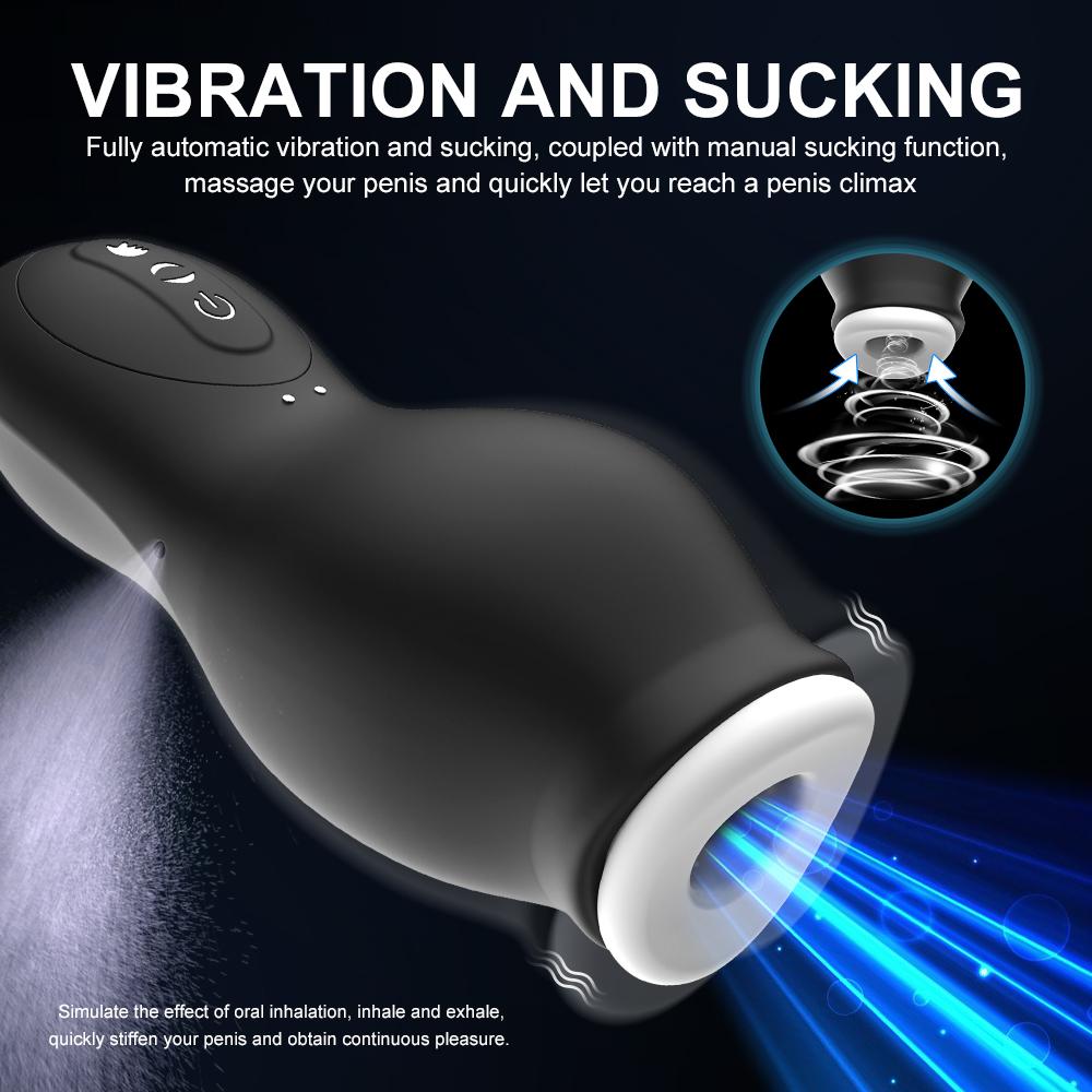 Masturbator For Men Automatic Sucking Male Machine Oral Vaginal Penis Vibrator Sex Toy For Men Masturbation Cup Blowjobs Machine