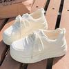 Women's White Versatile Thick-Soled Sneakers - Summer Shoes Match Skirt & Wide-Leg Pants, Style XY-A622.