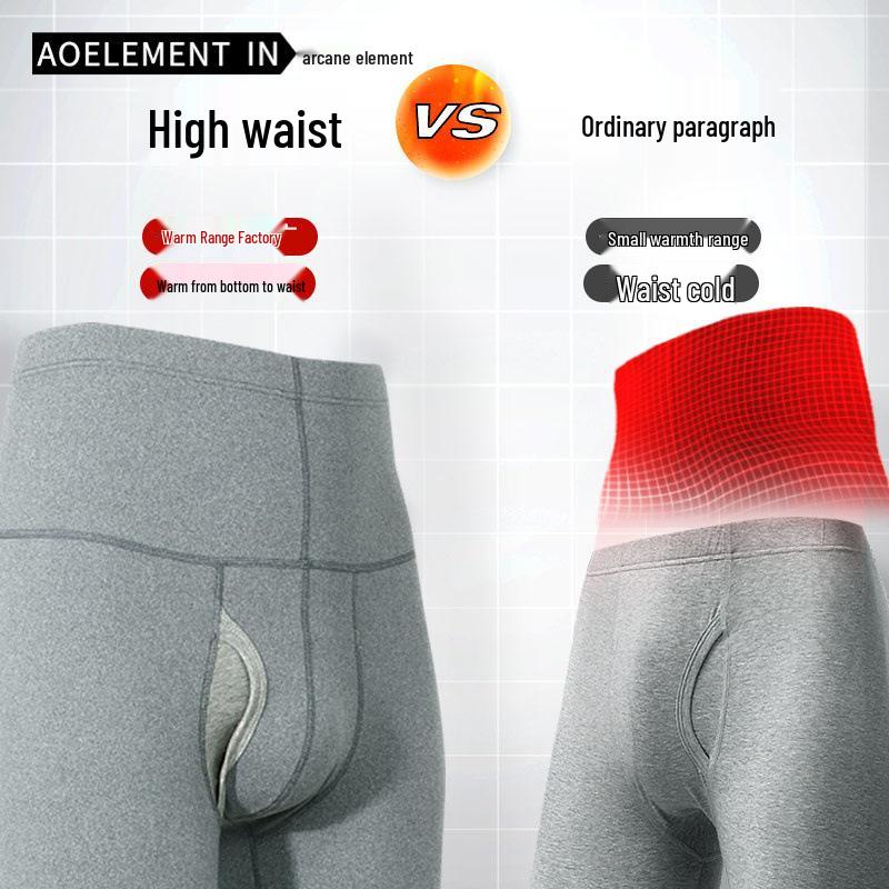 Herren High Waist Plus Samt Thermohose - Dick, warm und dehnbar für Herbst und Winter.