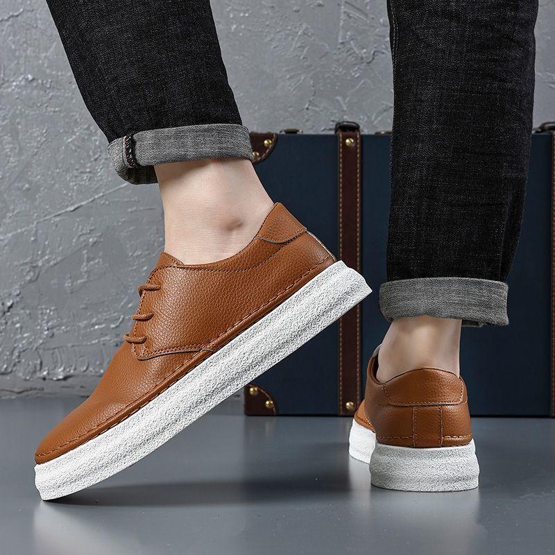 Fashion Black Leather Shoes for Men Plain Height Increasing Non Slip Summer Sale Fashion 2025 Trend Classic Original On Man Casual Shoe