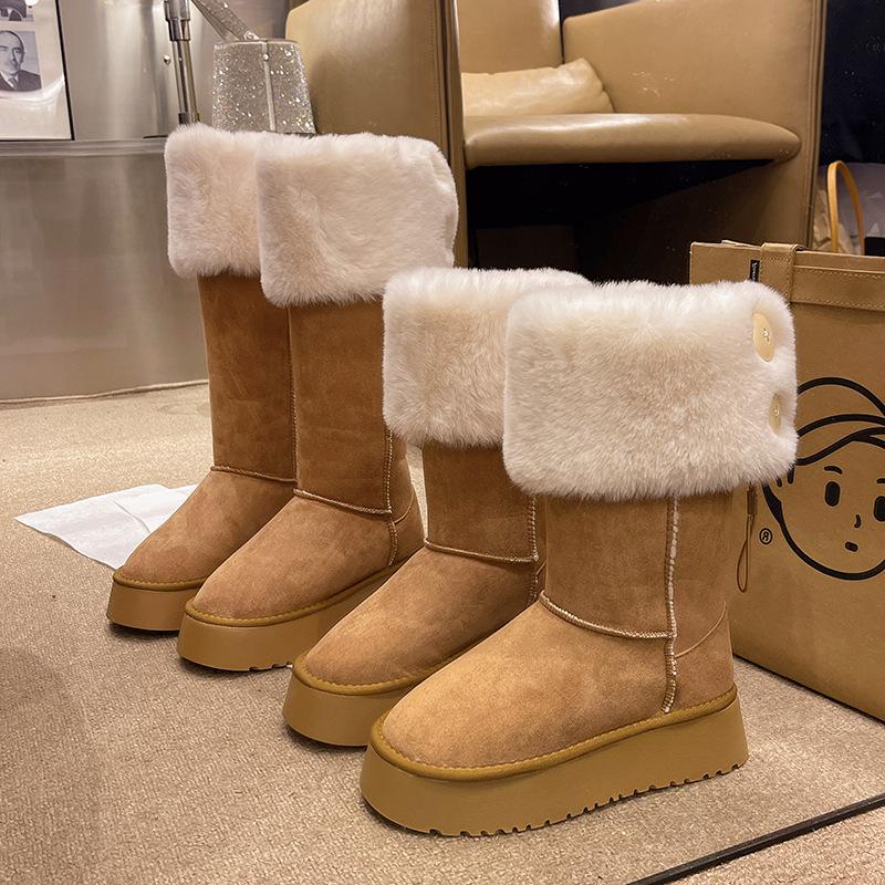 Snow boots, piled and thickened warm small men, new warm thick-soled medium boots in autumn and winter 2025, snow boots