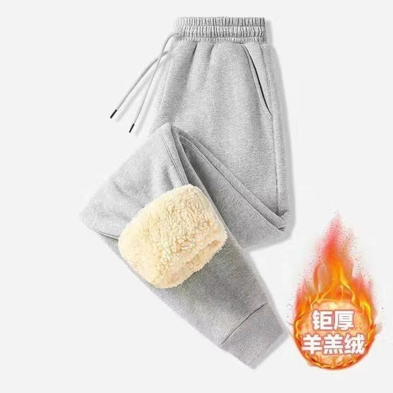 Thickened Lamb Wool Pants Men's Imitation Cotton Tied Feet Large Size Thermal Casual Sports Trousers