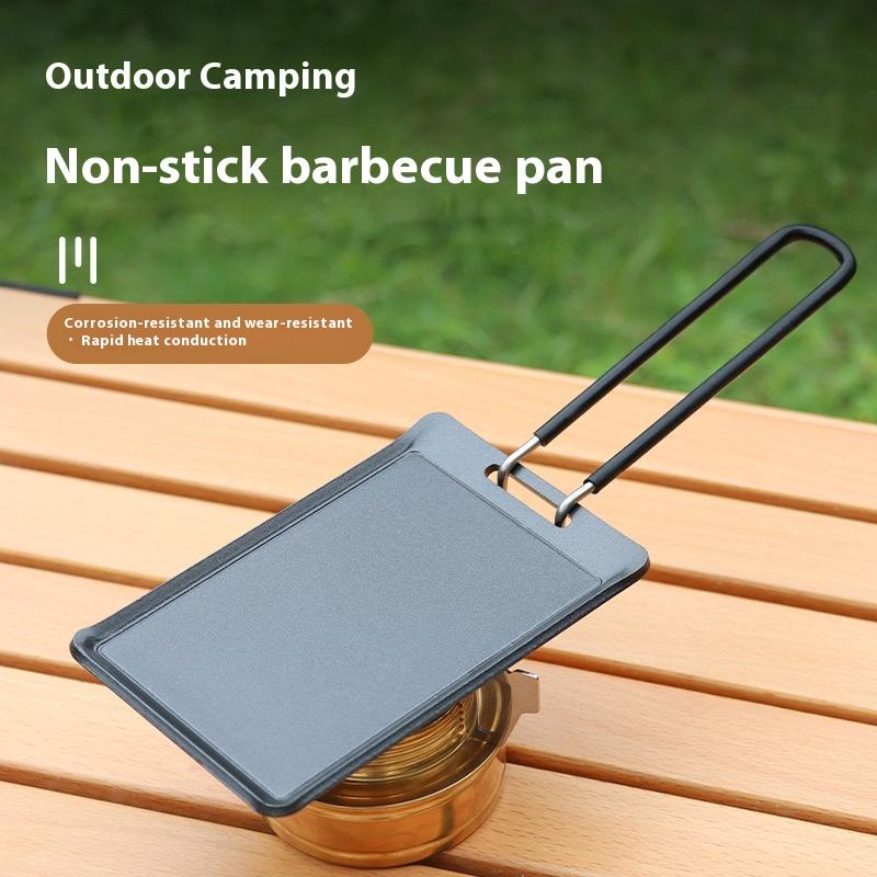 Kleine Camping-Bratpfanne Outdoor Mini Tragbare Grillpfanne BBQ Backschale Pfanne Reise Wandern Picknick Camping Kochgeschirr Grillwerkzeug