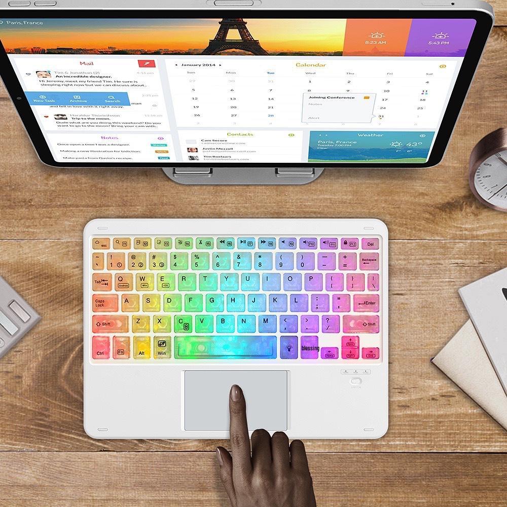 Luminous Bluetooth Touchpad Keyboard: Portable, Rechargeable & Compatible with iPad, Phone, Tablet