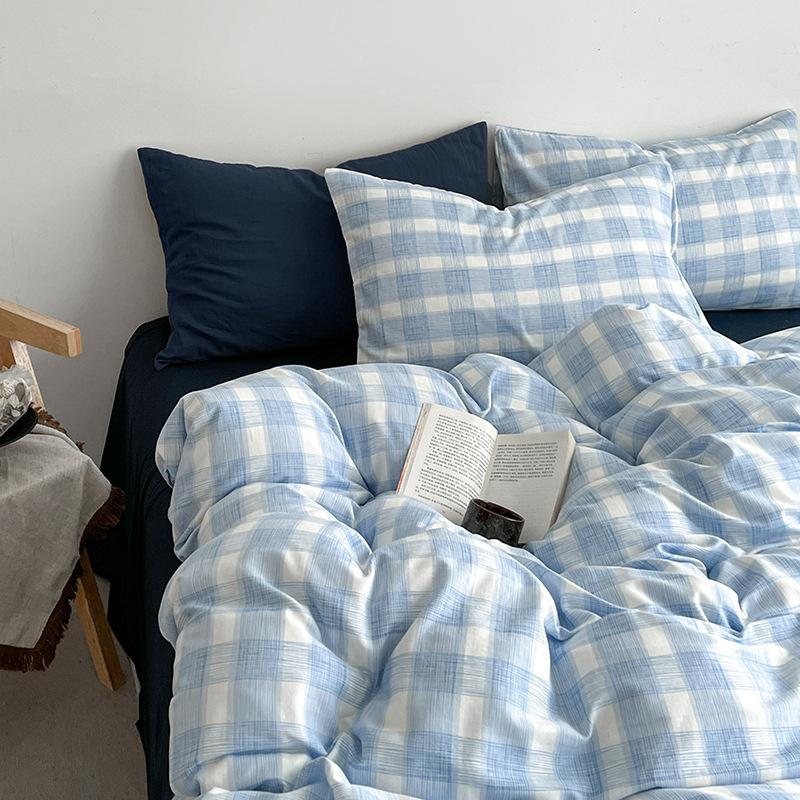 Extremely Home~ Simple Wind Striped Bed, Washed Cotton Sheet Quilt Cover Sheet Dormitory