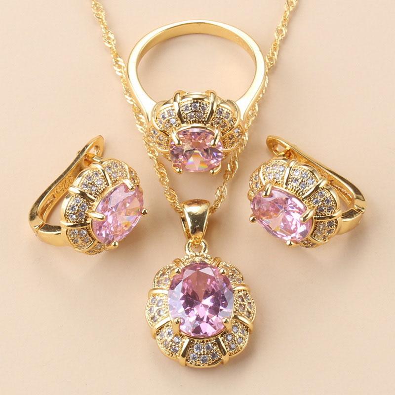 New Fashion Occident Style Black Zircon Luxurious Gold Plated  Necklace Jewelry Sets For Women Clip Earrings And Ring